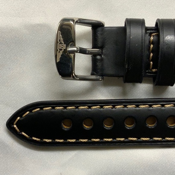 Top Grain Leather Longines Strap Black - Picture 2 of 3